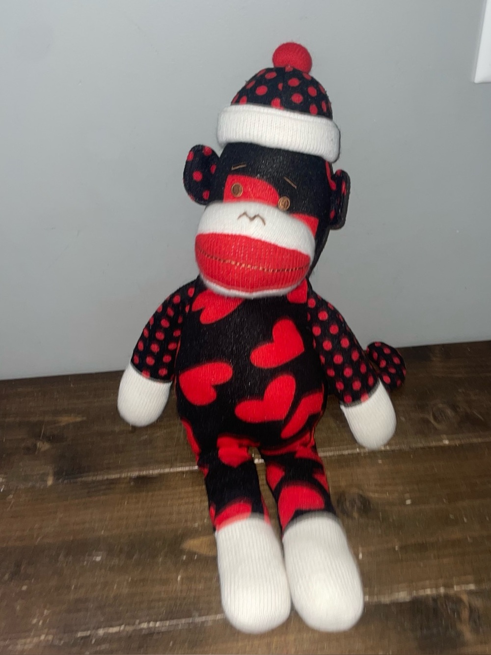 Heart sock monkey plush by animal adventures